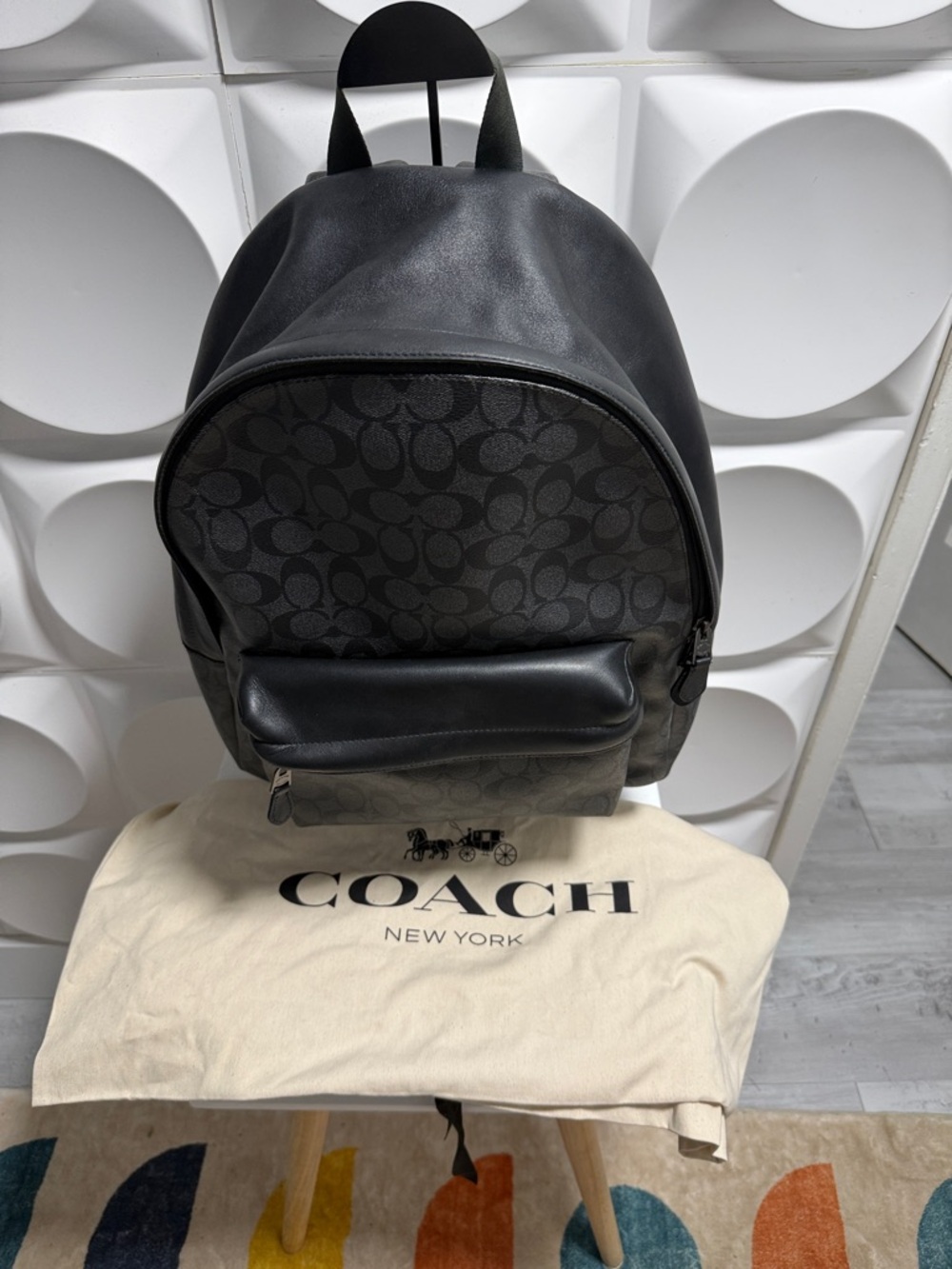 Coach Men's Charcoal Signature Canvas Backpack - Picture 7 of 7